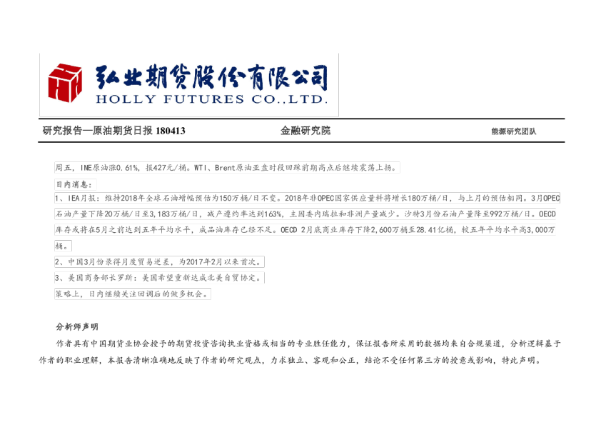 原油期货日报