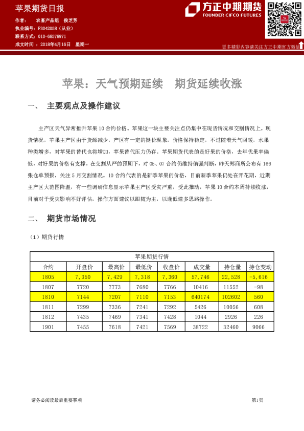 苹果期货日报：天气预期延续 期货延续收涨