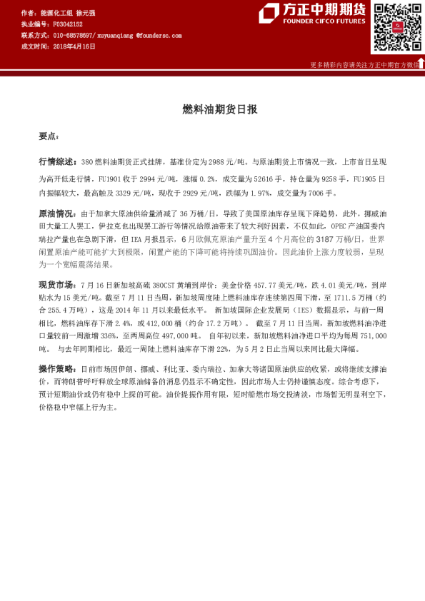 燃料油期货日报