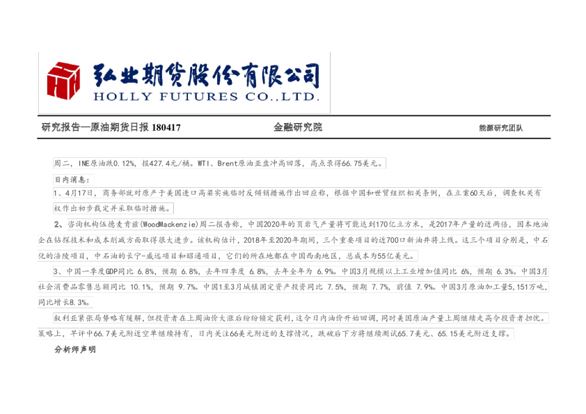 原油期货日报