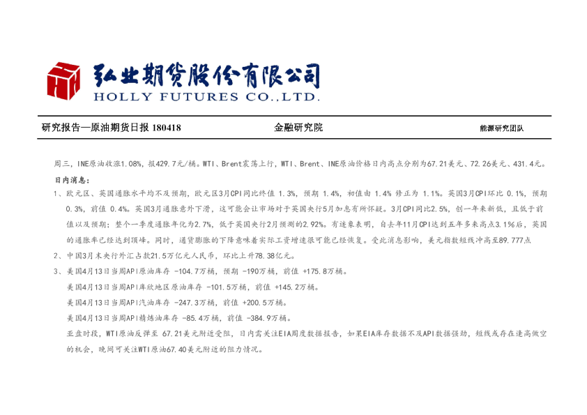 原油期货日报