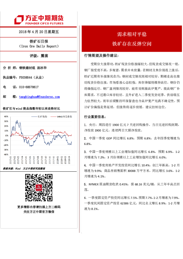 铁矿石日报：需求相对平稳,铁矿存在反弹空间