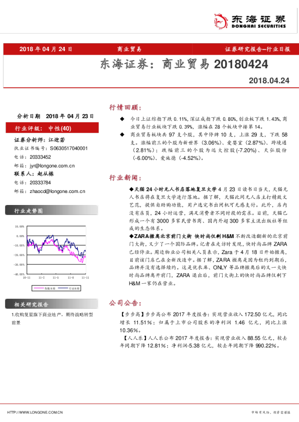 东海证券商业贸易行业日报