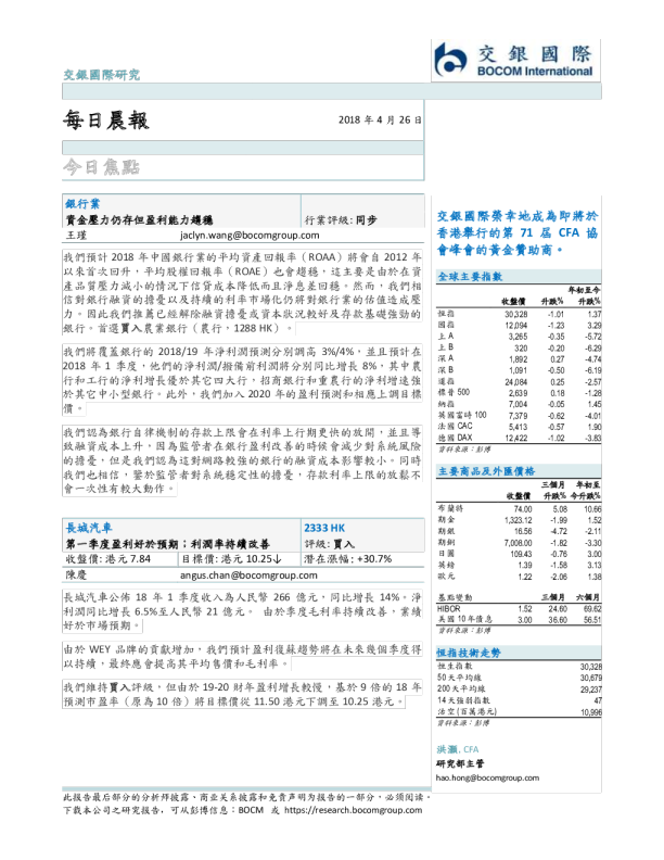 交银国际晨早快讯