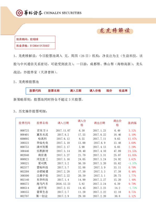 华林证券龙虎榜解读