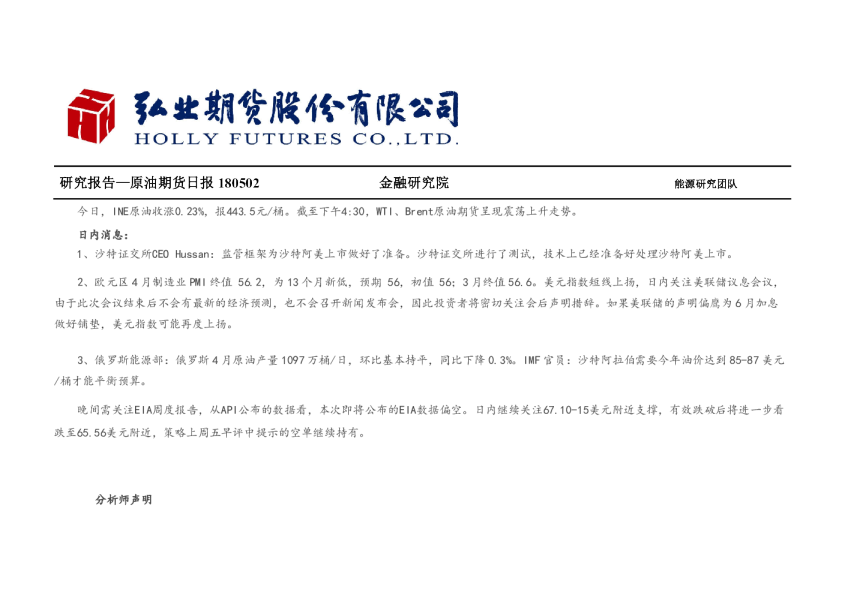 原油期货日报