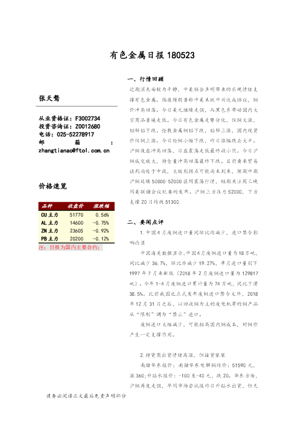 有色金属日报