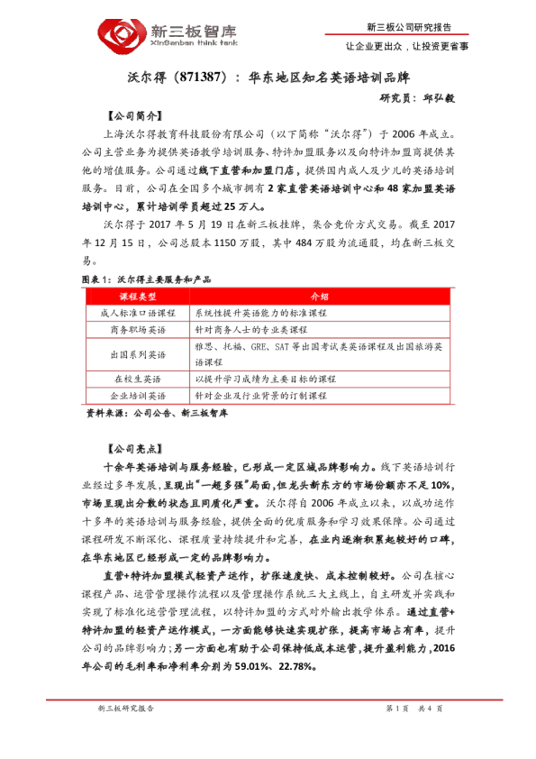 沃尔得：华东地区知名英语培训品牌