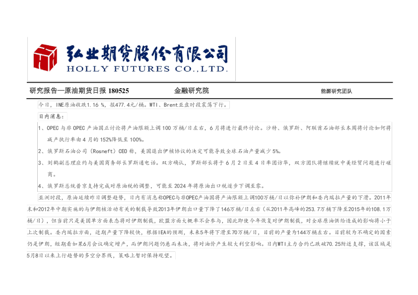 原油期货日报