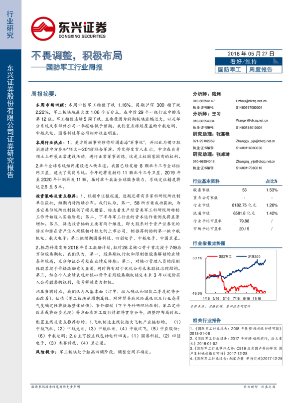 国防军工行业周报：不畏调整，积极布局
