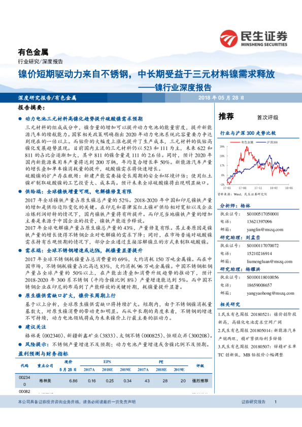 镍行业度报告：镍价短期驱动力来自不锈钢，中长期受益于三元材料镍需求释放