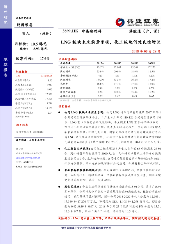 LNG板块未来前景乐观，化工板块仍处良性增长