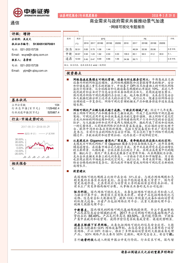 通信行业网络可视化专题报告：商业需求与政府需求共振推动景气加速