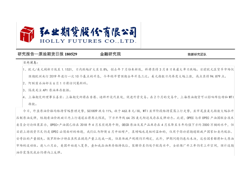 原油期货日报
