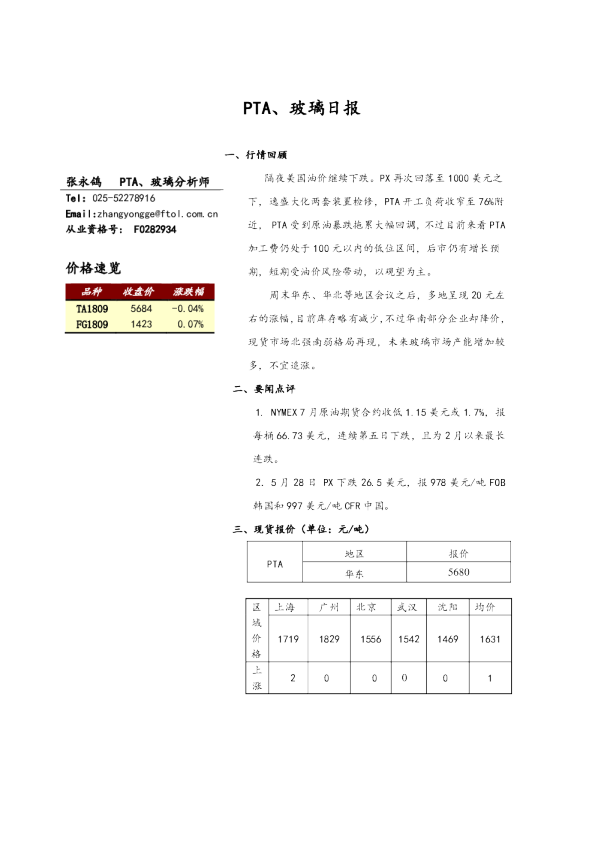 PTA、玻璃日报