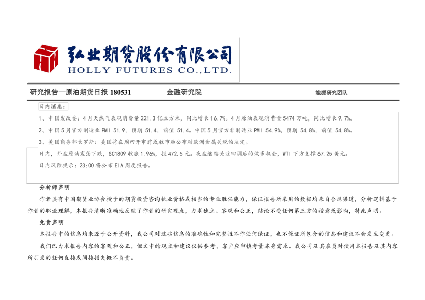 原油期货日报