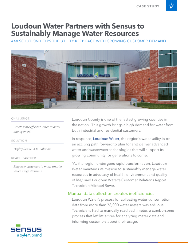 loudoun water与sensus合作可持续管理水资源