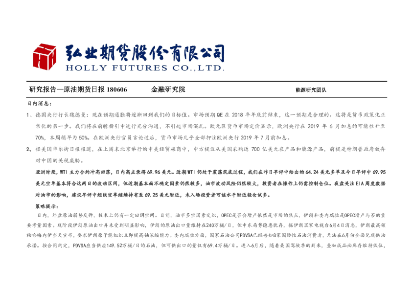 原油期货日报