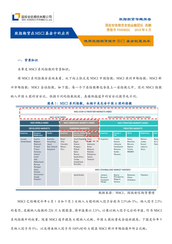股指期货专题报告：股指期货在MSCI基金中的应用，使用股指期货提升MSCI基金配置效率