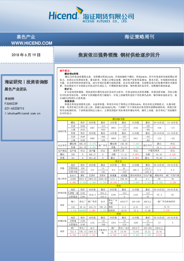 海证策略周刊：焦炭依旧强势领涨 钢材供给逐步回升