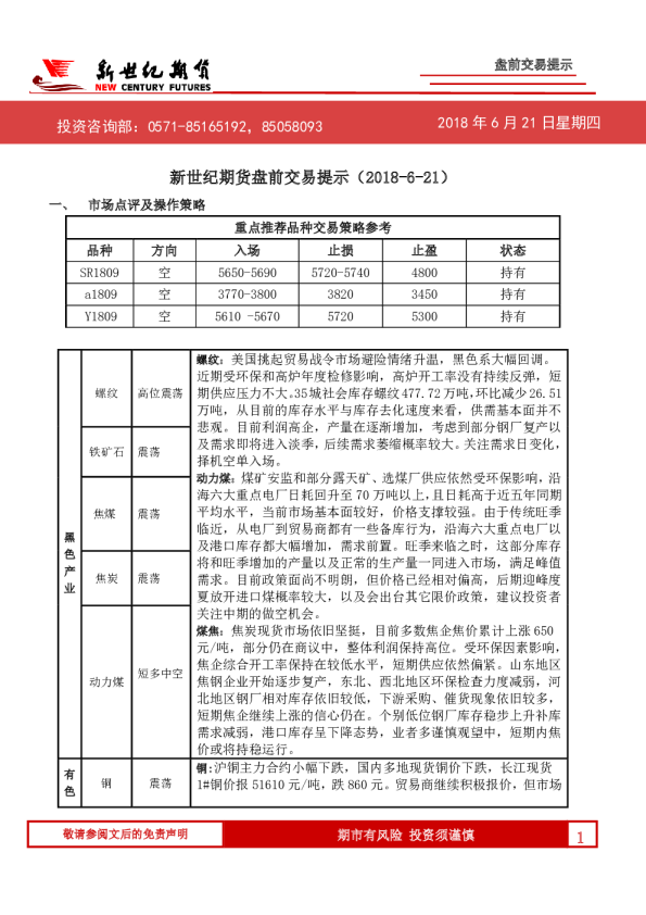 盘前交易提示