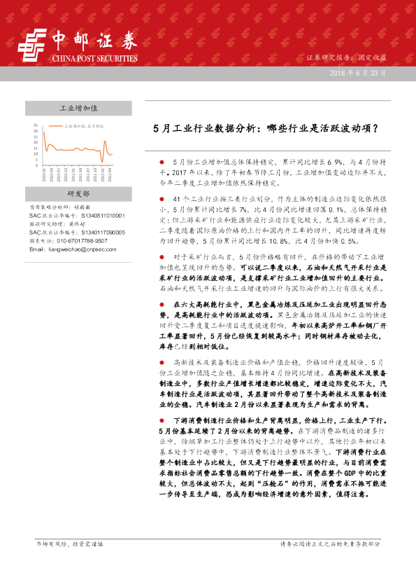 5月工业行业数据分析：哪些行业是活跃波动项？