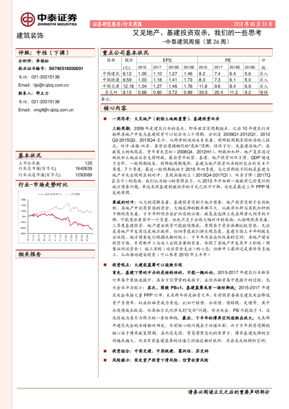 建筑行业周报（第26周）：又见地产、基建投资双杀，我们的一些思考