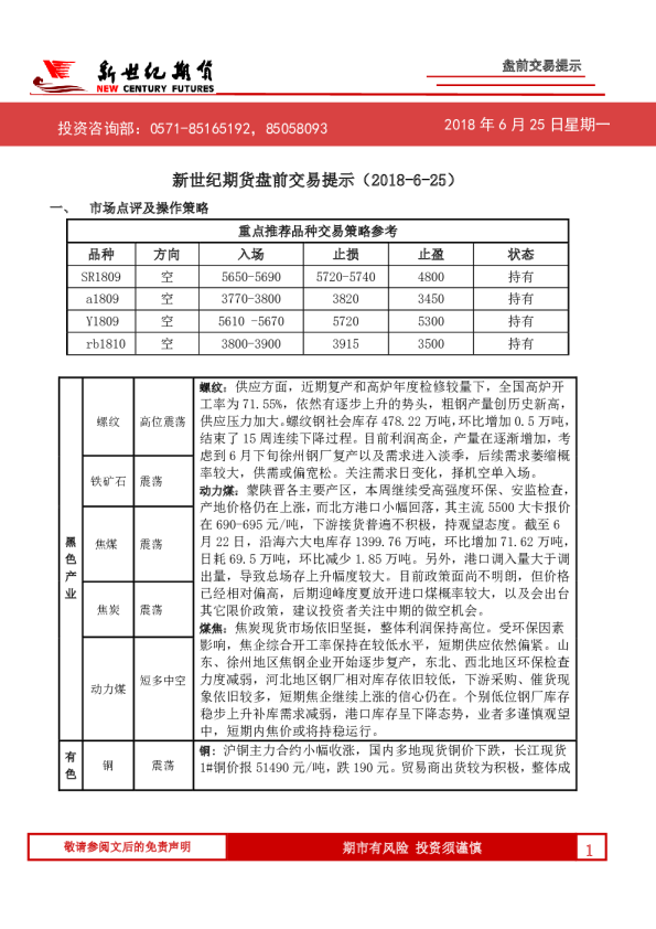 盘前交易提示