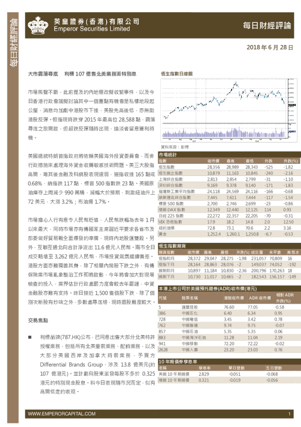 英皇证券每日财经评论