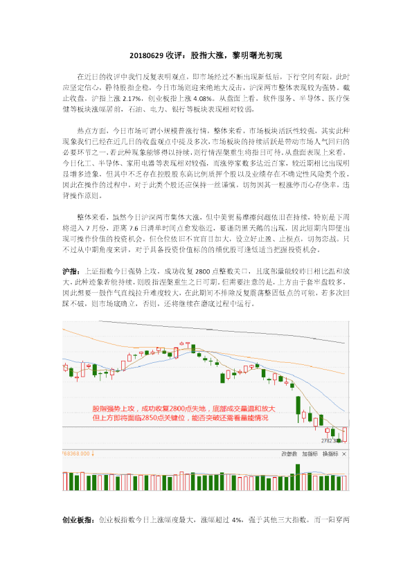 收评：股指大涨，黎明曙光初现