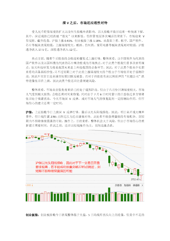 深V之后，市场还应理性对待