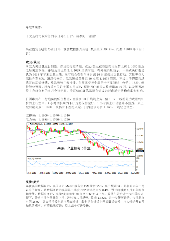 外汇日评：靓丽数据推升英镑 聚焦美国ADP&Fed纪要