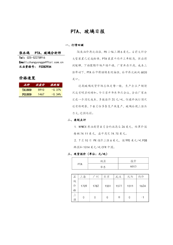 PTA、玻璃日报