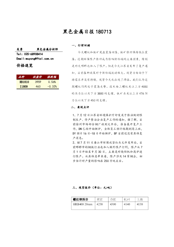 黑色金属日报