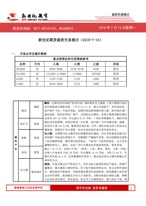 盘前交易提示