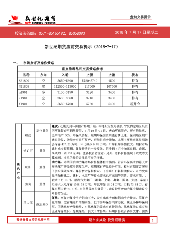 盘前交易提示
