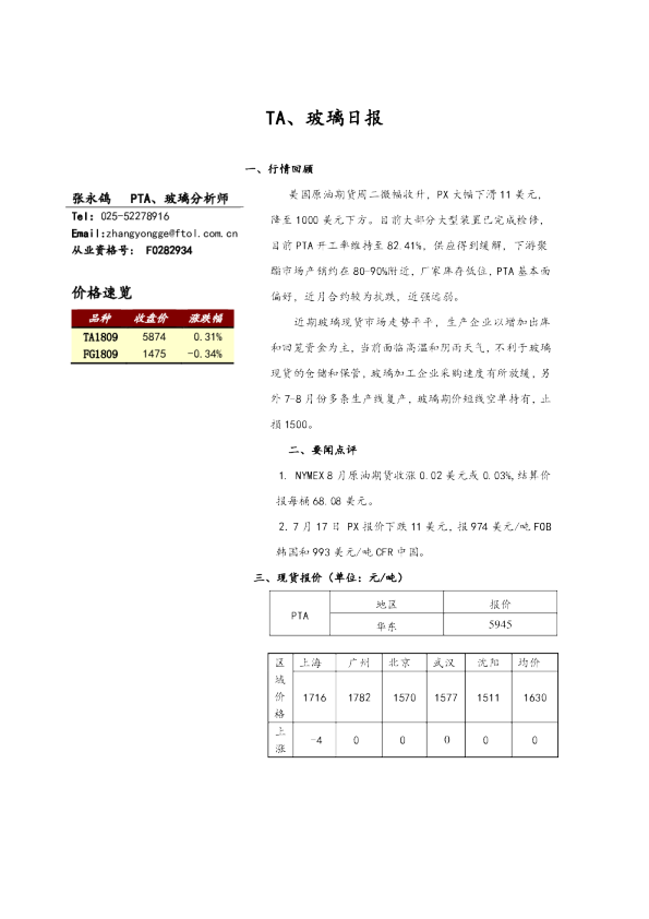 PTA、玻璃日报
