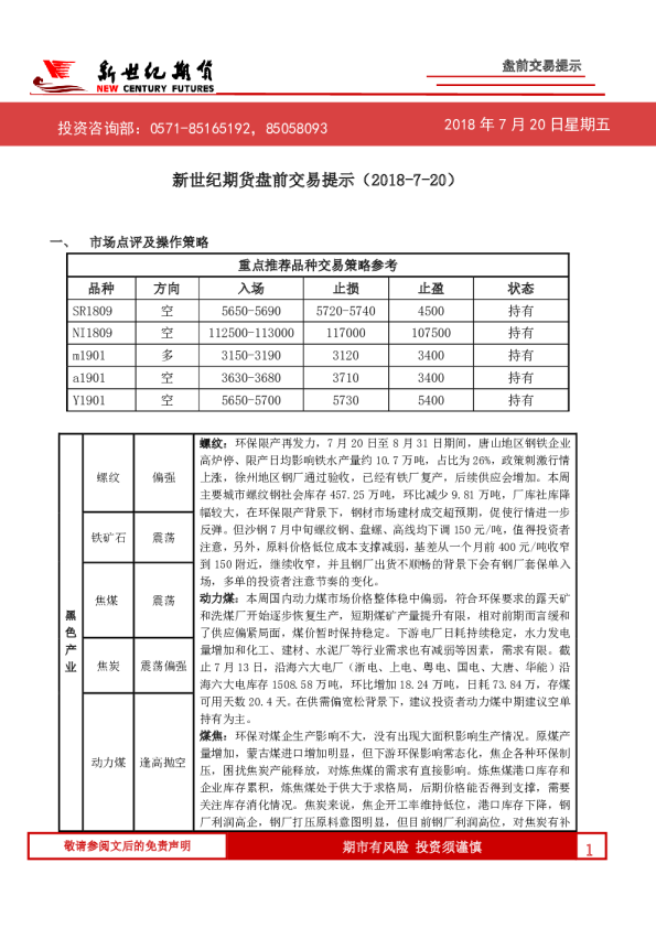 盘前交易提示
