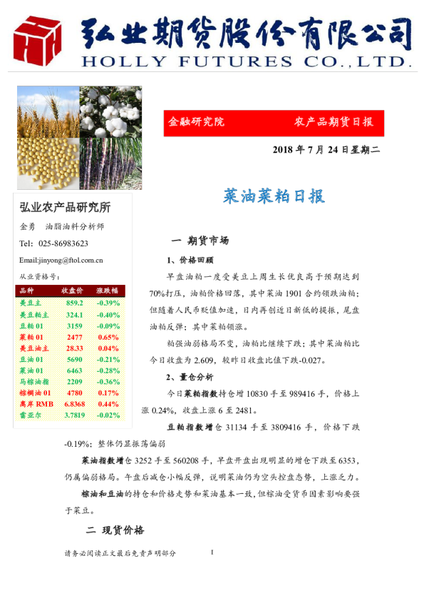 菜油菜粕日报
