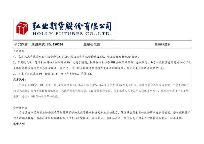 原油期货日报