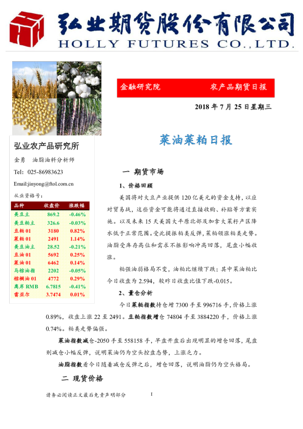 菜油菜粕日报