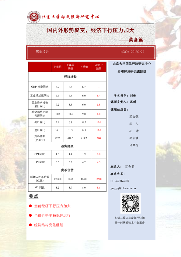 预测报告：国内外形势聚变，经济下行压力加大