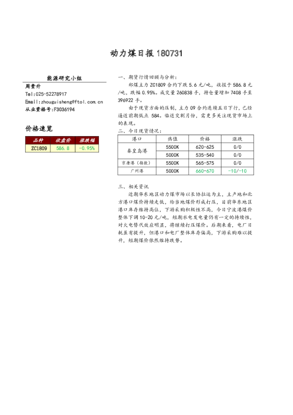 动力煤日报