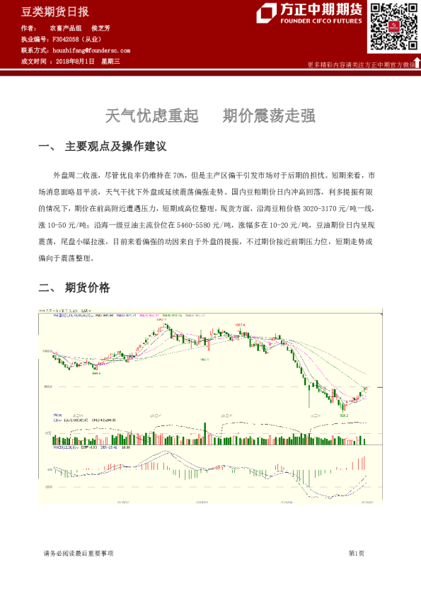 天气忧虑重起 期价震荡走强