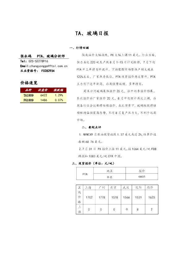 TA、玻璃日报