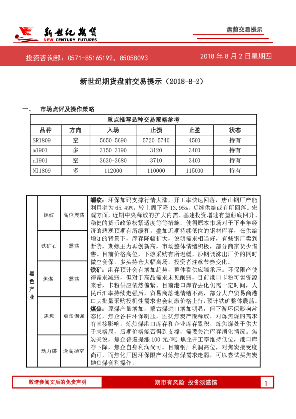 盘前交易提示