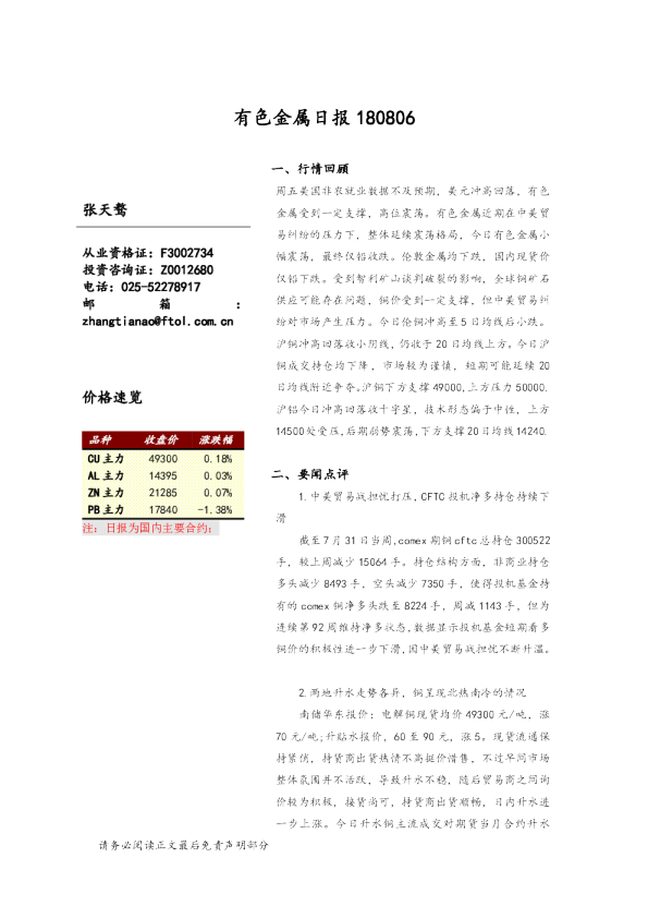 有色金属日报