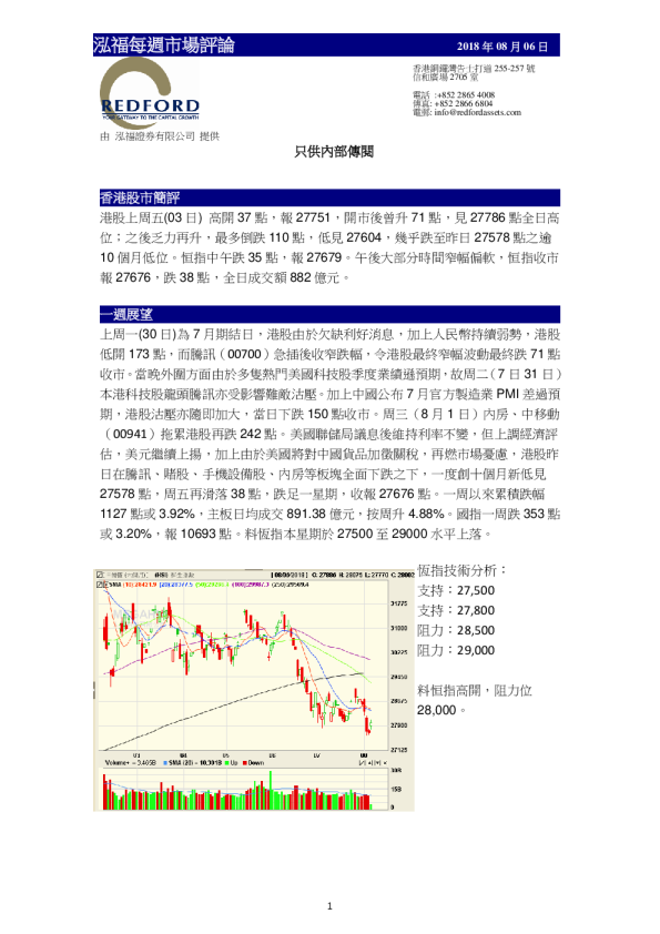 泓福证券每周市场评论