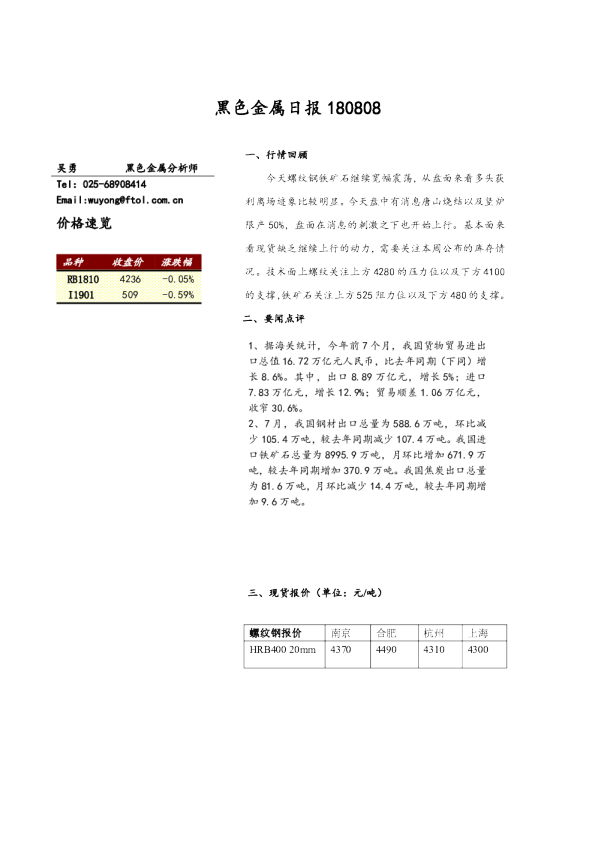 黑色金属日报