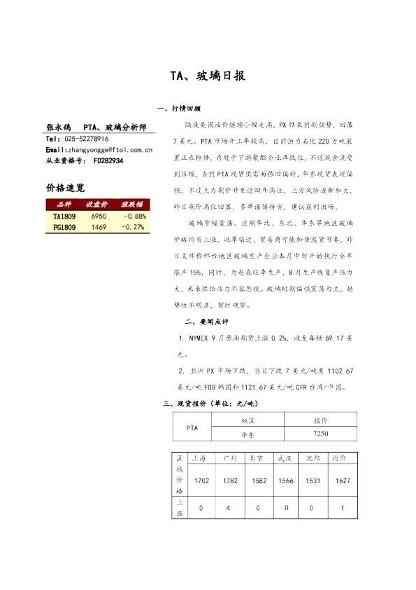 TA、玻璃日报
